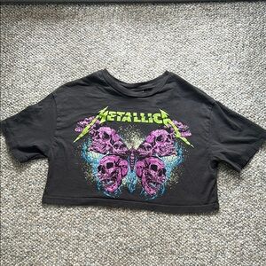 Bershka Black Graphic Crop Top